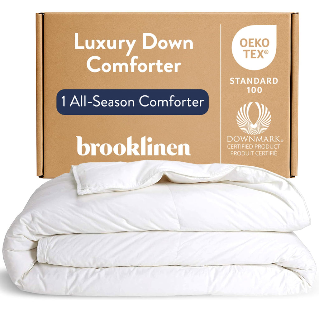 Brooklinen All Season Luxury Down Comforter, 100% Natural Canadian Duck Down Duvet Insert - 700 Fill Power, 100% Cotton Shell, Baffle Box Construction, King/Cali King Size Comforter