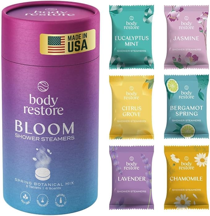 BodyRestore Shower Steamers Aromatherapy, Gifts for Women, Bloom 6 Pack