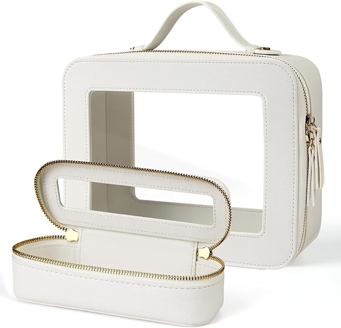 FASAOH Clear Makeup Bag with Mini Cosmetic Bags,Travel Toiletry Bag for Women,Portable Cosmetic Bag Case, Transparent Waterproof Cosmetic Organizer Storage Bag for Women Men