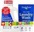 Truly Free Natural Laundry Detergent for Sensitive Skin | Eco Friendly, Plant Based, Baby Clothes Safe | Clean & Easy Powder to Liquid, 1 Empty Reusable Jug + 1 Fill Pack | Signature Scent, 50 Loads