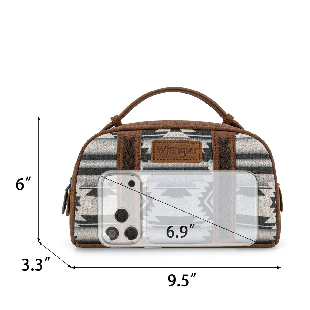 Montana West Wrangler Makeup Bag Travel Cosmetic Bag Small Western Make Up Pouch Portable Toiletry Bag for Women Organizer for Toiletries Accessories, Travel Essentials,Aztec,WG-MB-2203-190-BK