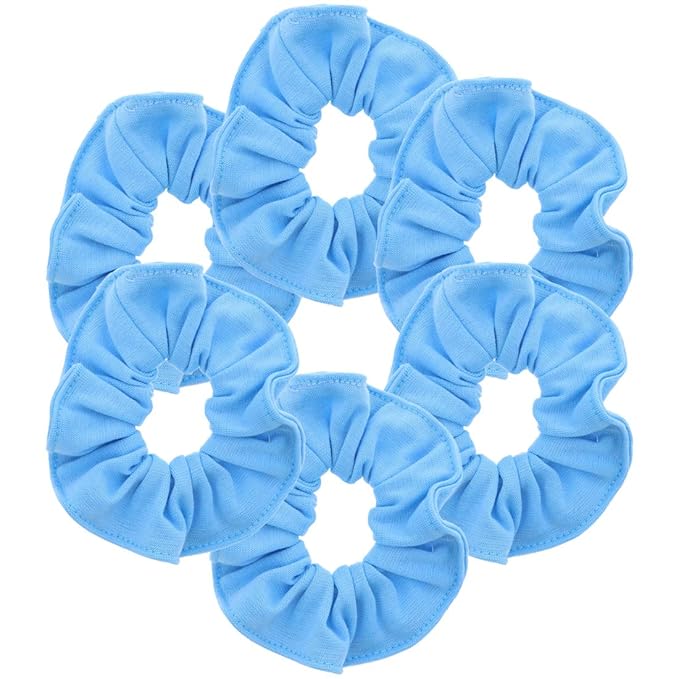 Motique Accessories Large Scrunchies for Women, Pack of 6, Light Blue