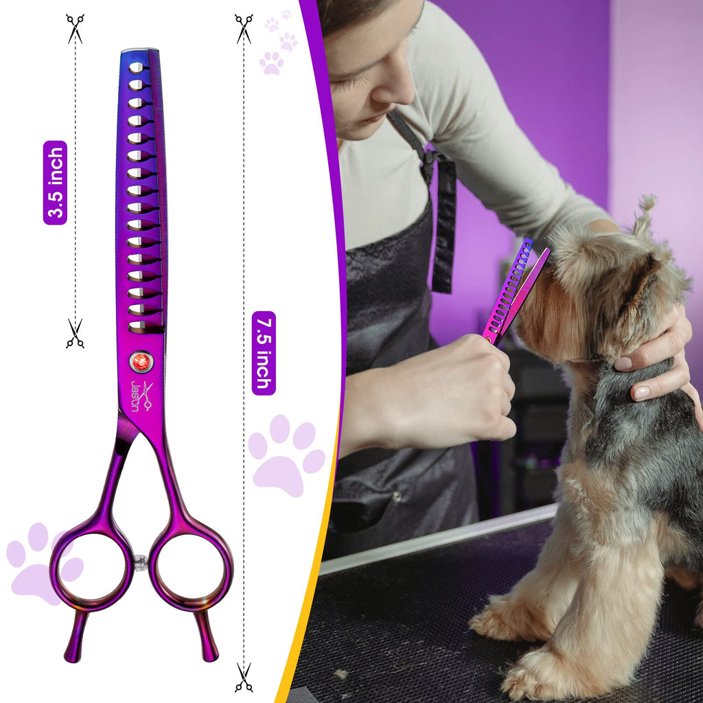 JASON Dog Grooming Chunker Scissor - 7" Professional Hair Shears Purple
