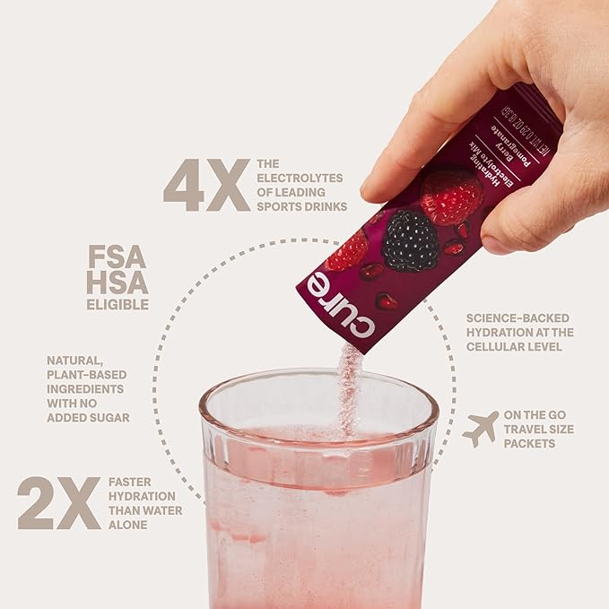 Cure Hydration - Electrolyte Drink Powder Berry Pomegranate 14 Packets