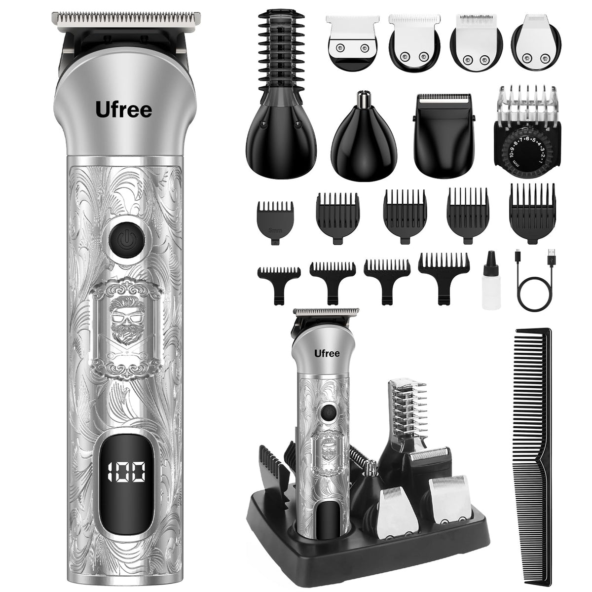 Ufree 7-in-1 Beard Trimmer for Men, Electric Razor Shaver, Men Grooming Kit