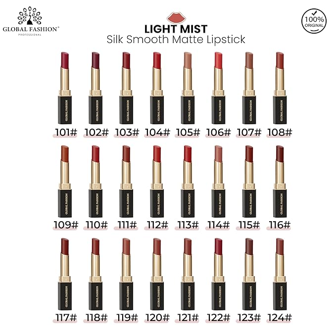 Global Fashion Silk Smooth Matte Lipstick – Long-Lasting, Luxurious Color, Rich Hydration, Lightweight Formula, Lightweight Matte Lip Color for Women, Available in Multiple Shades (114, 0.12 oz)
