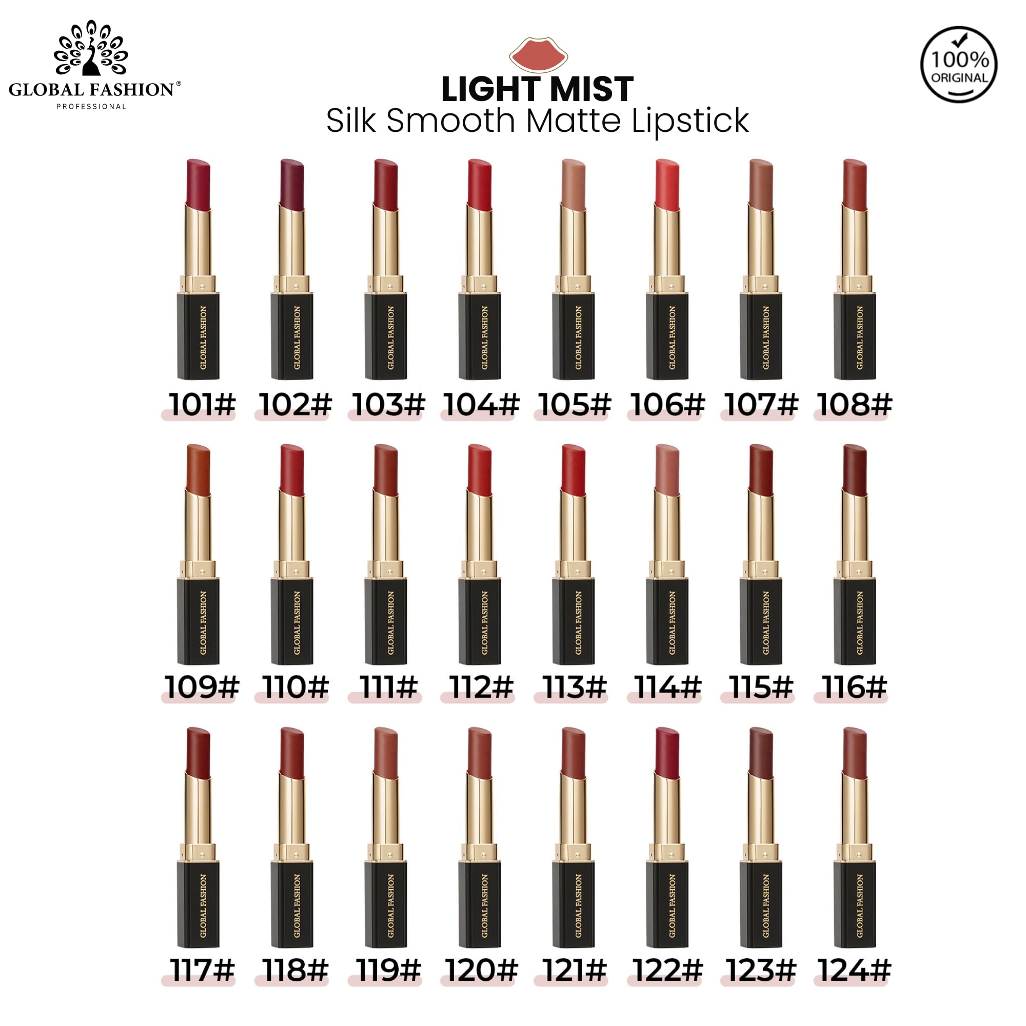 Global Fashion Silk Smooth Matte Lipstick – Long-Lasting, Luxurious Color, Rich Hydration, Lightweight Formula, Lightweight Matte Lip Color for Women, Available in Multiple Shades (116, 0.12 oz)