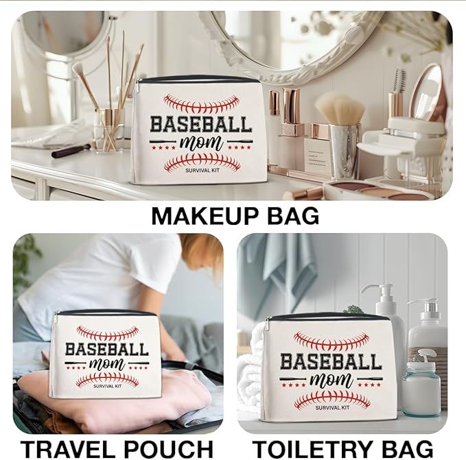 FYDHQSS Baseball Mom Gift Makeup Bag for Women Baseball Lovers Team Player