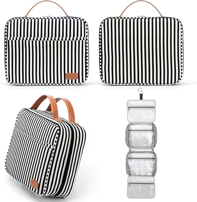 Bosidu Hanging Travel Toiletry Bag, Large Capacity Cosmetic Travel Toiletry Organizer for Women with 4 Compartments & 1 Sturdy Hook, Perfect for Daily Use/Christmas