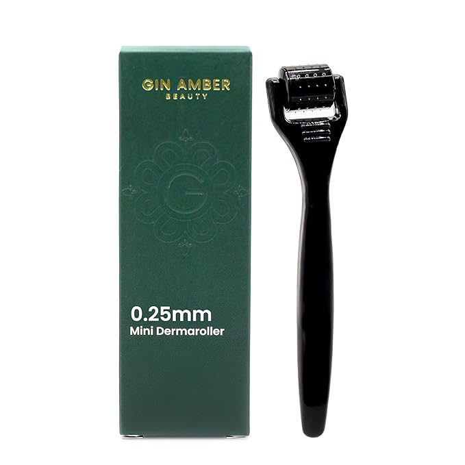 Gin Amber Beauty Mini Derma Roller- 48 Individual Needles for Face, 0.25 mm
