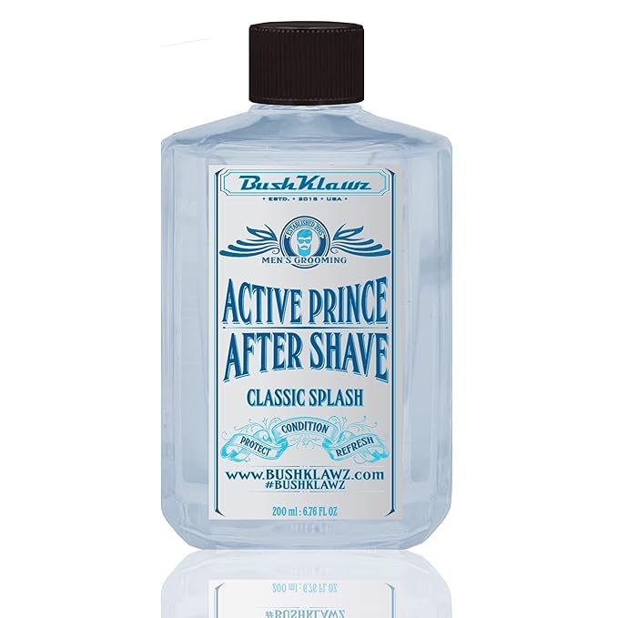BushKlawz Active Men's Aftershave Splash with Alcohol & Witch Hazel, 200 ml