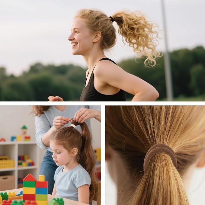 2 Inch Seamless Hair Elastics， No-Damage Hair Ties for Women, Elastic Hair Bands, Cotton Ponytail Holders， (colorful-120pcs)