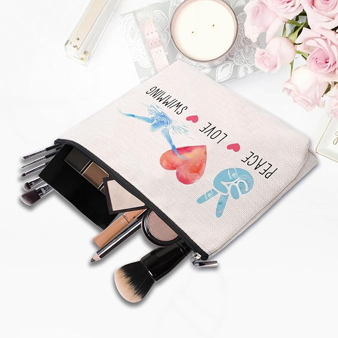 CEASQVAA Funny Swimming Gifts for Women, Swimming Team Gifts Swim Coach Teacher Gifts, Swimming Makeup Bag Birthday Gifts for Swimmer Women Her Female
