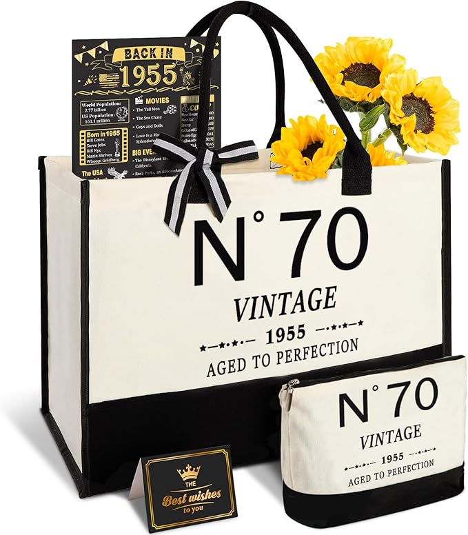 70th Birthday Gift for Women-N°70 Canvas Tote Bag,Makeup Bag,Back in Poster