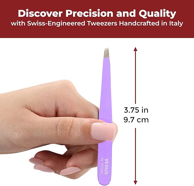 Regine Venus Lavender Slant Tweezers for Eyebrows & Facial Hair