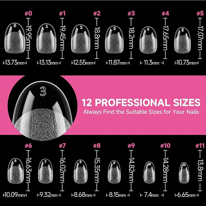 UNA GELLA Oval Gel Nail Tips, 312 Pcs Short Oval Round Nails