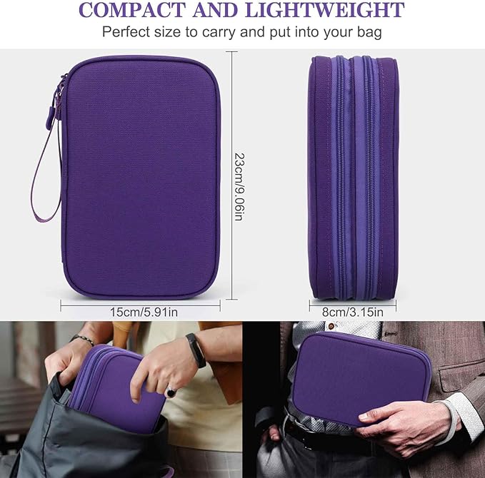 FYY Electronic Organizer, Travel Tech Pouch Bag, Large, Purple
