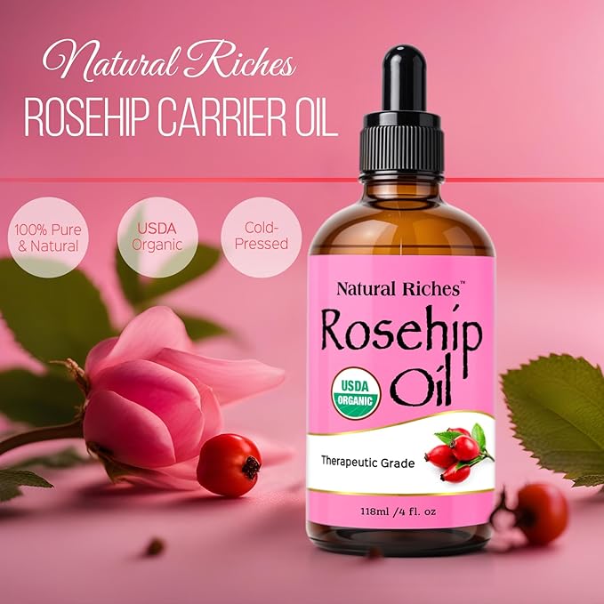 Natural Riches Rosehip Seed Oil 4 Fl Oz for Face, Skin, Hair & Nails