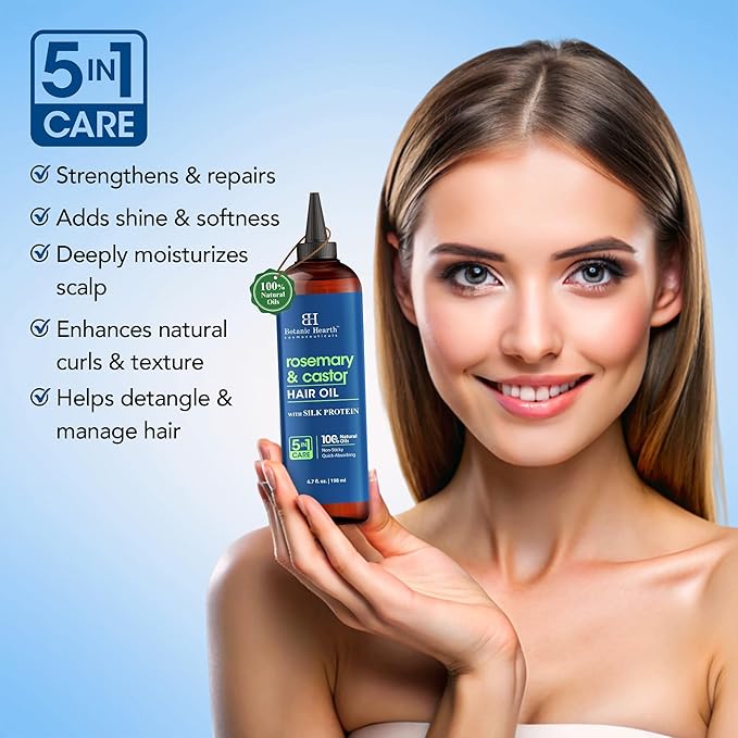 Botanic Hearth 100% Pure Rosemary Castor Oil For Hair Growth - 6.7 Fl oz