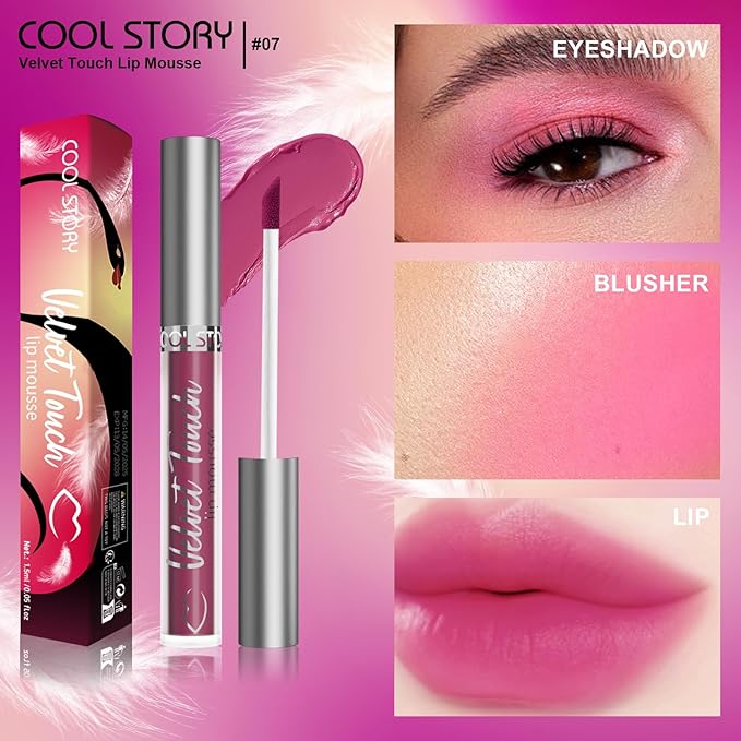 COOL STORY Mauve Purple Velvet Lip Mud Lip Mousse, Waterproof Transfer‑Proof Matte Lipstick, High Pigment Long‑Wearing Lip Color for Daily Makeup,Shade #07 Lavender Dream