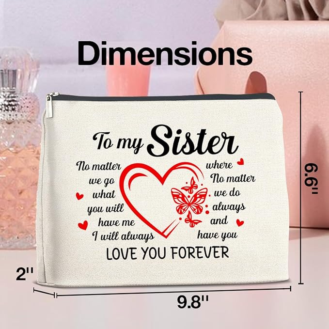 UPNEGE Sister Gifts Makeup Bag Christmas Birthday Gifts for Sister Cosmetic Bag Zipper Makeup Pouch