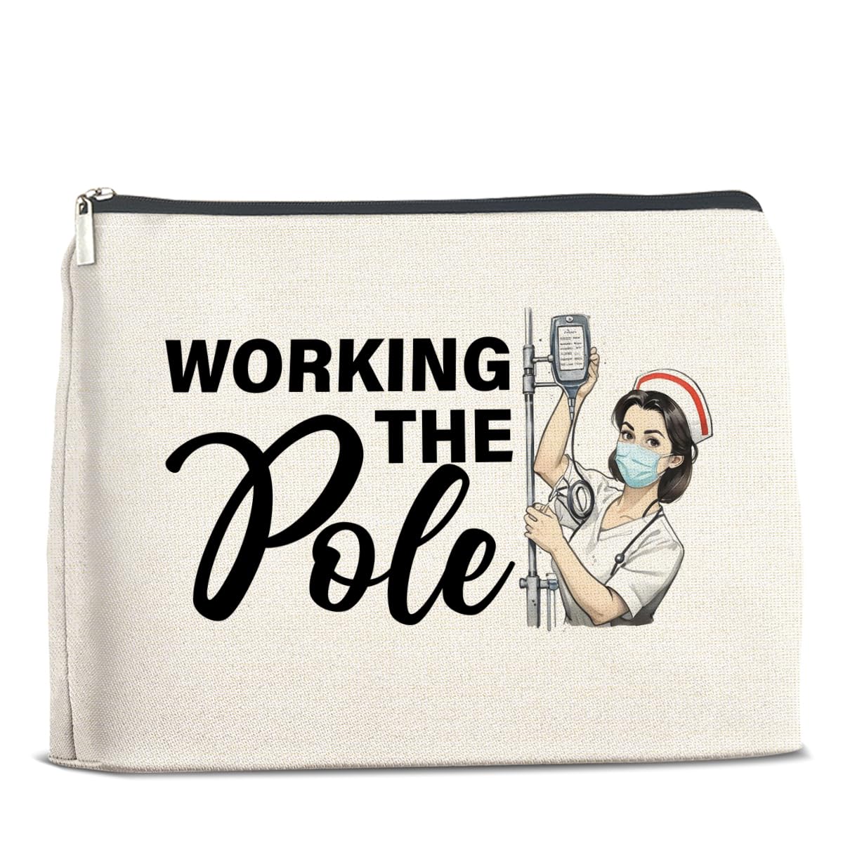 Nurse Gifts Makeup Bag, Funny Nurse ICU Nurse ER Nurse RN Appreciation Gifts, Nurse Graduation Gifts, Working The Pole Nurse Zipper Makeup Pouch