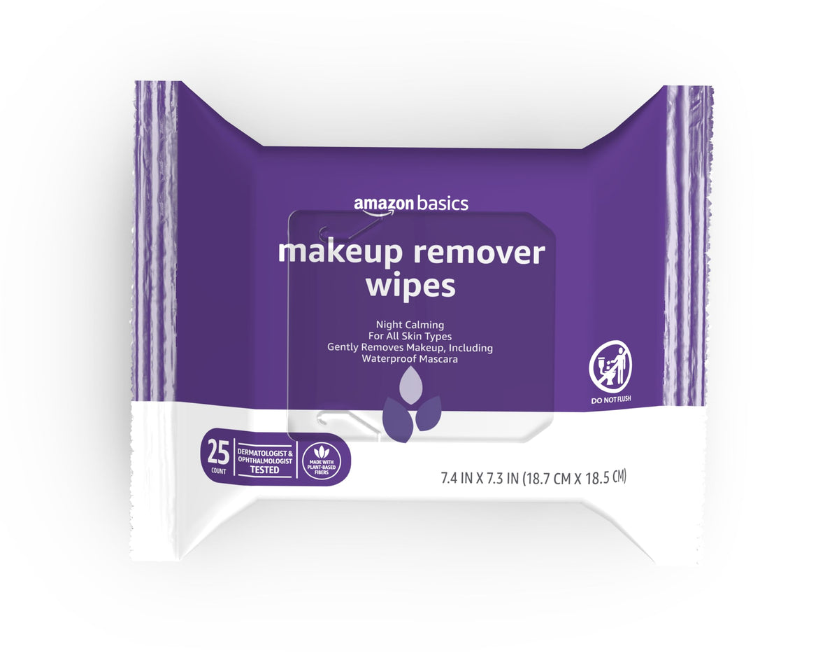 Makeup Remover Wipes, Hydrating Facial Cleansing, Hyaluronic Acid, Dermatologist Tested, Plant Based, Alcohol-Free, Removes Waterproof Mascara, 25 Count, 2-Pack