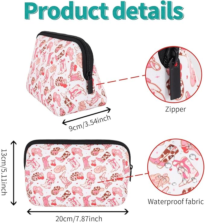 AJLTPA Waterproof Neoprene Cosmetic Bag, Coquette Cowgirl