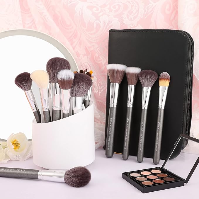 docolor 29Pcs Makeup Brushes Set with Goat Synthetic Fiber, PU Flip Case
