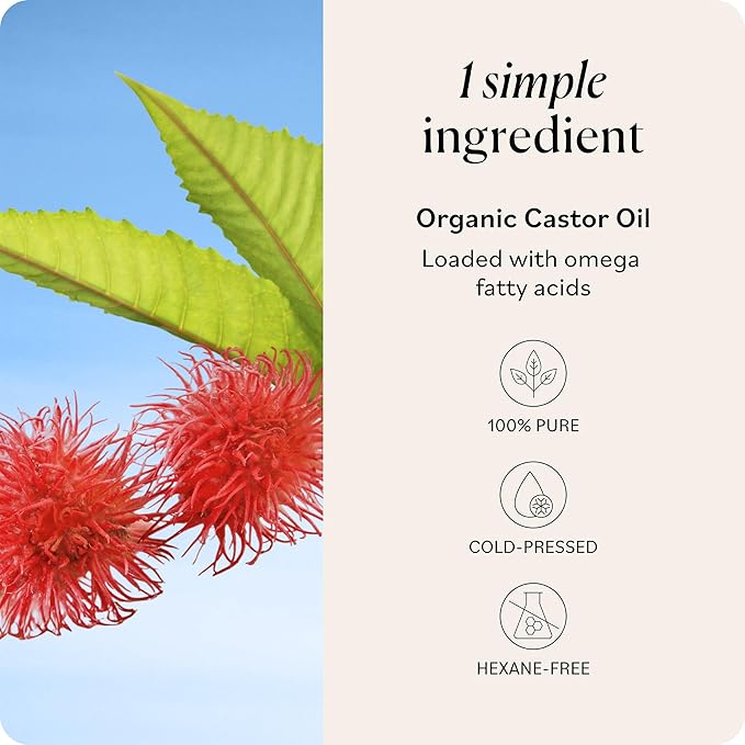 Sky Organics Organic Castor Oil 16oz, Pure, Cold Pressed and Hexane Free