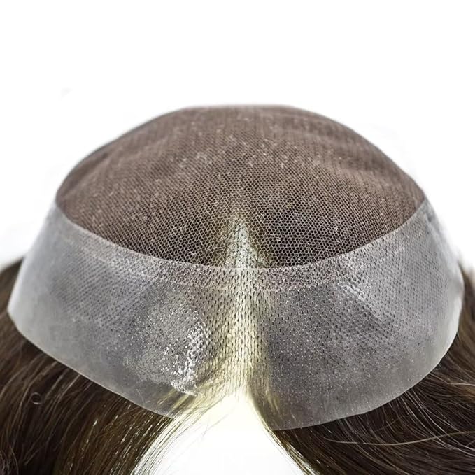 F M FACE MIRACLE NEW YORK Toupee for Men French Lace Center Mens Toupee Hairpiens Human Hair Replacement System Black Brown Blonde Gray Hair Units, 7X9