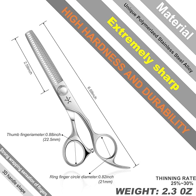 Fengliren High-end Professional Hair Scissors Thinning Shears Barber Hair Cutting Teeth Shears Hairdressing Texturizing Scissor 6 Inch Stainless Steel Alloy For Women Men Kids Salon Hairdresser & Home
