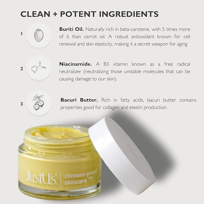 Just Us Skincare, Advanced Day & Night Face Cream for Mature Skin, Deeply Hydrates, Firms & Smooths Visible Signs of Aging, with Peptides and Bacuri – 50ml / 1.67 oz
