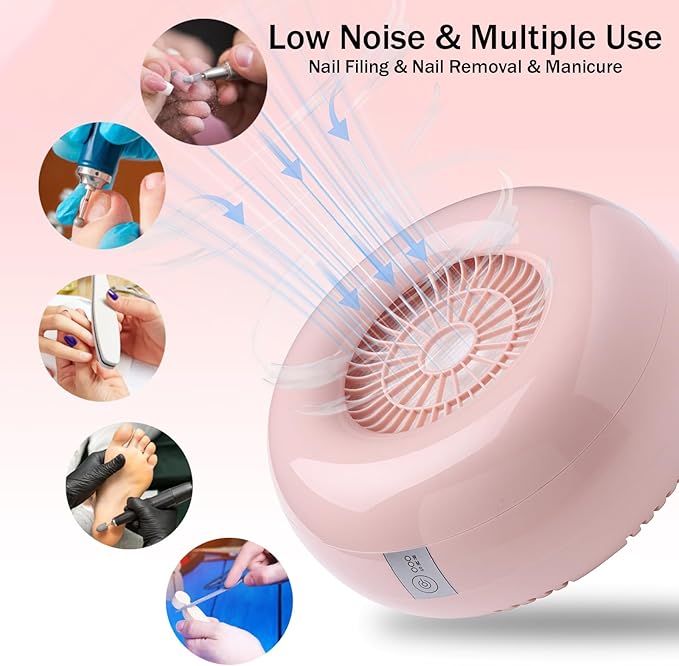 Yifupa Nail Dust Collector Nail Tech with 2 Reusable Filters Powerful Suction Nail Vacuum Cleaner Fan Dust Collector Professional Electric Extractor Magnetic Cover Low Noise for Acrylic Gel