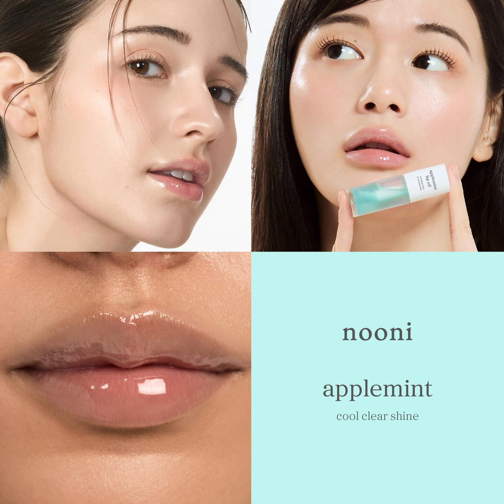 NOONI Korean Lip Oil - Applemint | Long-Lasting, Moisturizing, Plumping, Revitalizing for Dry Lips, Waterproof, No Peel Off, Hydrating, Nourishing Crystal Clear Lip Stain, 0.12 FL Oz