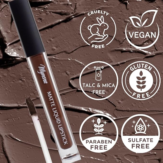 Mynena Hydrating Warm Brown Matte Liquid Lipstick, Long Lasting - Cyndia