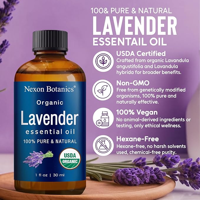 Organic Lavender Essential Oil 30 ml - 100% Natural & Hexane Free Formula