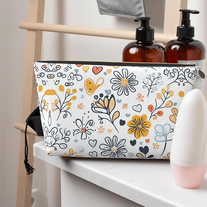 Dultua Mothers Day Gifts Makeup Bag Purse Cosmetic Bag Travel Toiletry Leather Make Up Bags for Mom Wife Women Daughter Boho·Floral