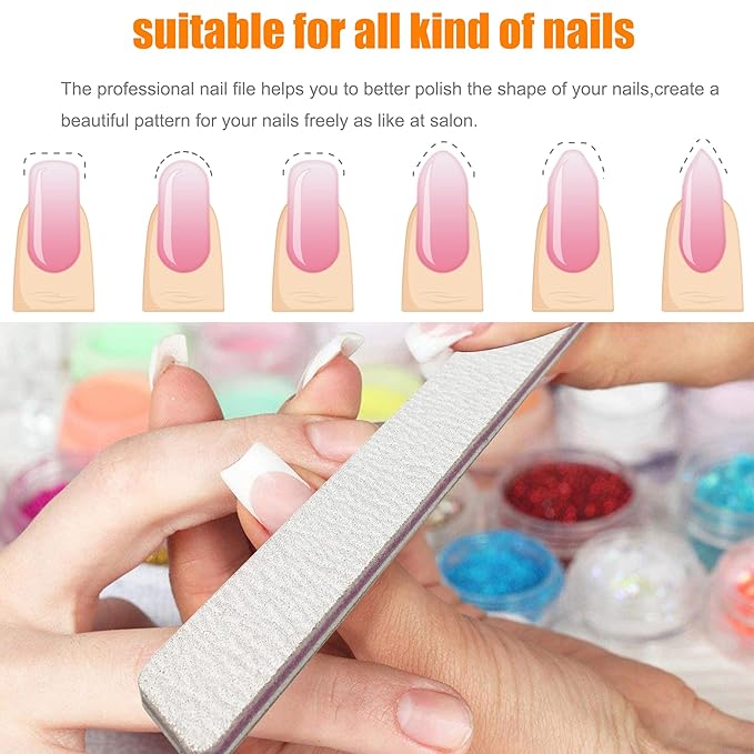 27pcs Double Sided Emery Board,100/180 Grit Nail Files for Acrylic Nails