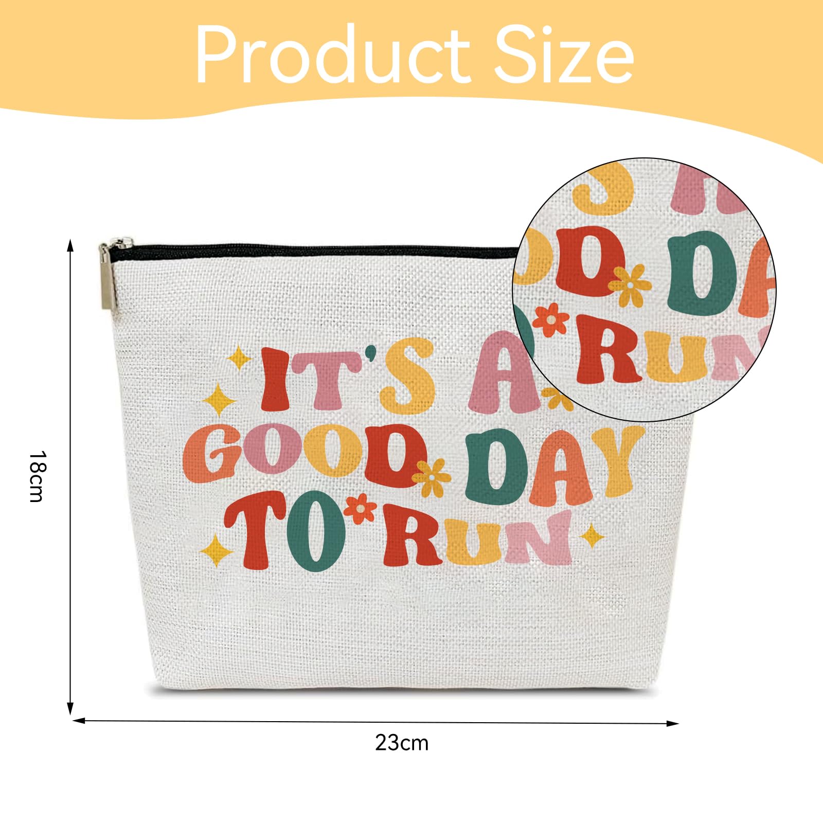 Running Makeup Bag, Gifts for Runners Women,Marathon Lovers, Women's Sport Accessories for Women, Birthday Christmas Valentines Day Presents for Her,It's a Good Day to Run Cosmetic Bags for Purse