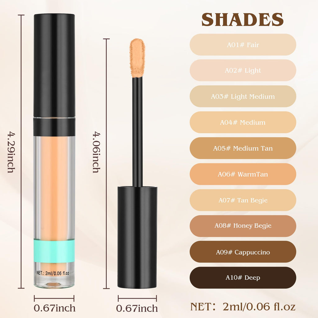 Under Eye Concealer, Full-Coverage Concealer Foundation Makeup for Women, Covers Blemishes & Under-Eye Circles, Spots, Matte Finish, Redness & Discoloration, Vegan & Cruelty-Free 03#Light Medium