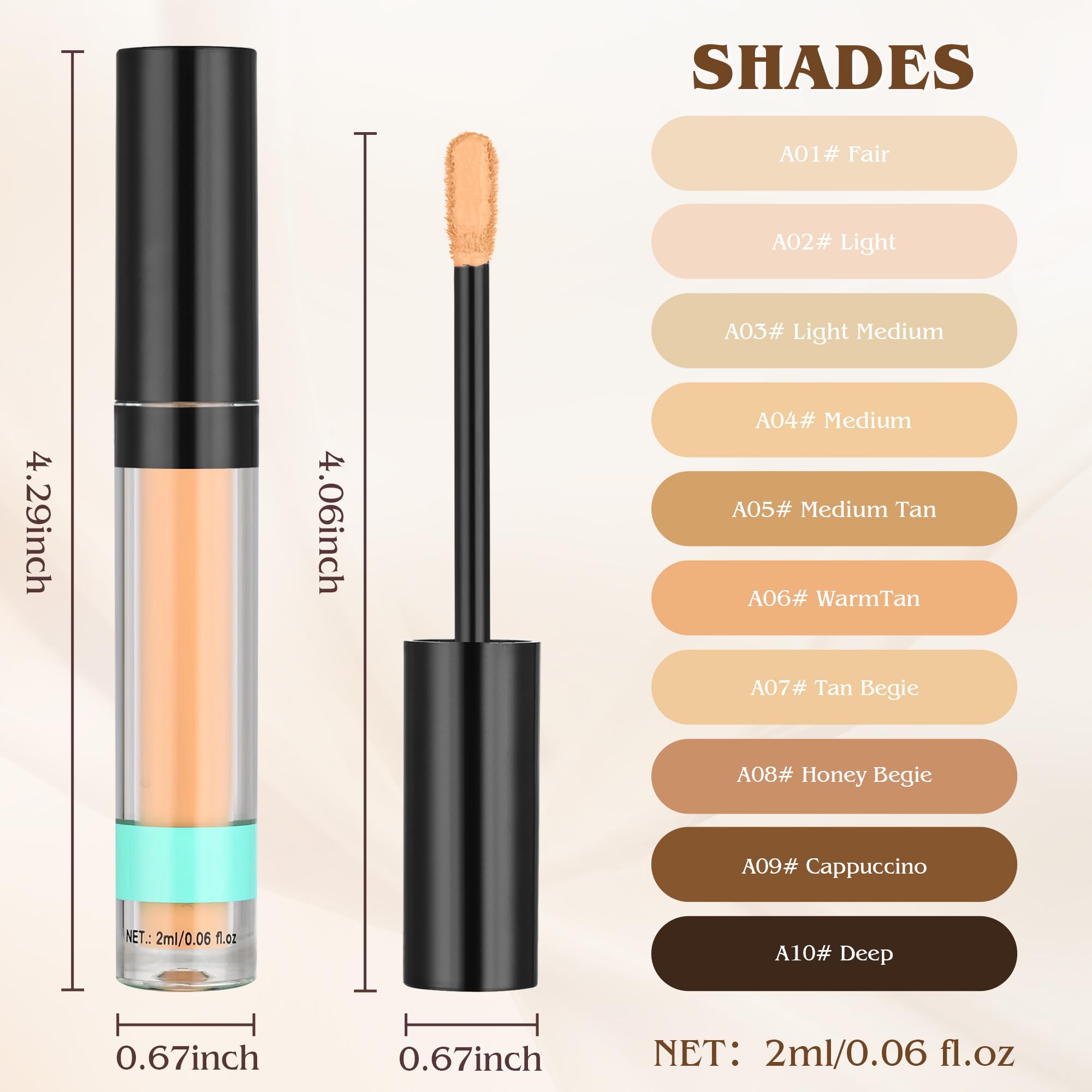Under Eye Concealer, Full-Coverage Concealer Foundation Makeup for Women, Covers Blemishes & Under-Eye Circles, Spots, Matte Finish, Redness & Discoloration, Vegan & Cruelty-Free 03#Light Medium