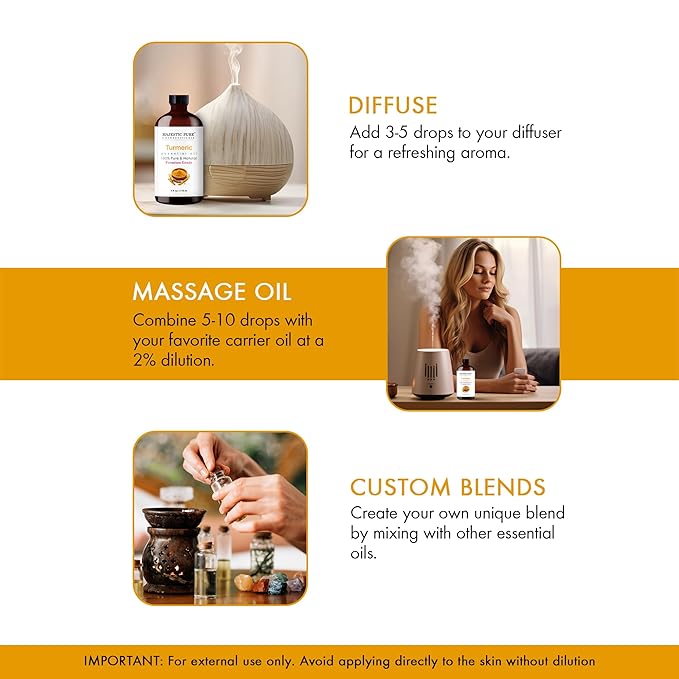 Majestic Pure Turmeric Essential Oil for Diffuser - 4 Fl Oz