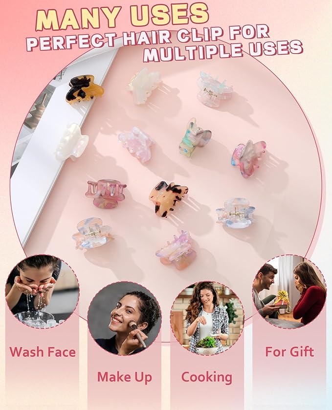 Molans 12 Pcs Small Hair Clips Mini Claw Jaw Clips Women Girls Thin Hair