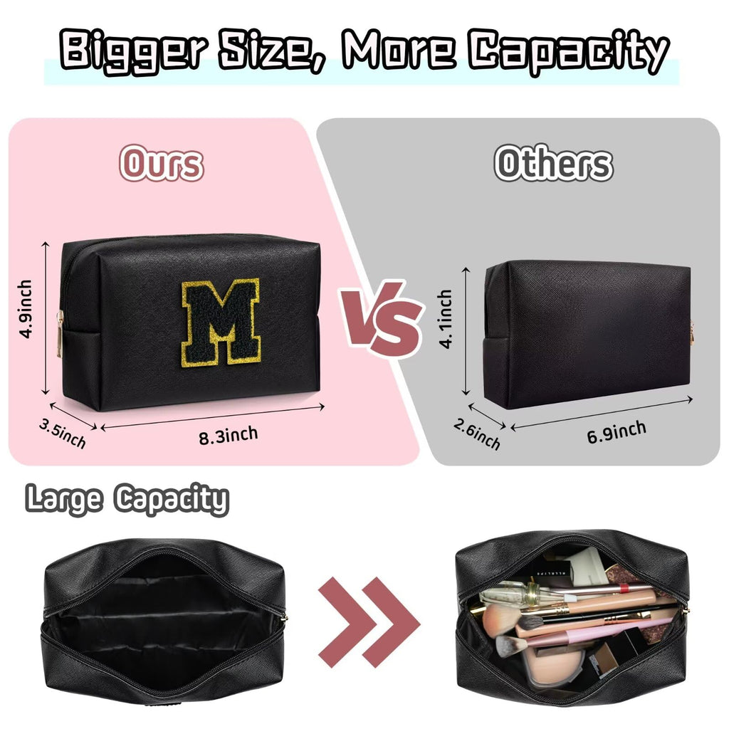 TOPEAST Gifts for Friends Female Mom, Cute Makeup Bag Small Pink Cosmetic Bag Travel Toiletry Bag, Personalized Birthday Gift for Women Girl, Preppy Travel Stuff for Girls (Black C)