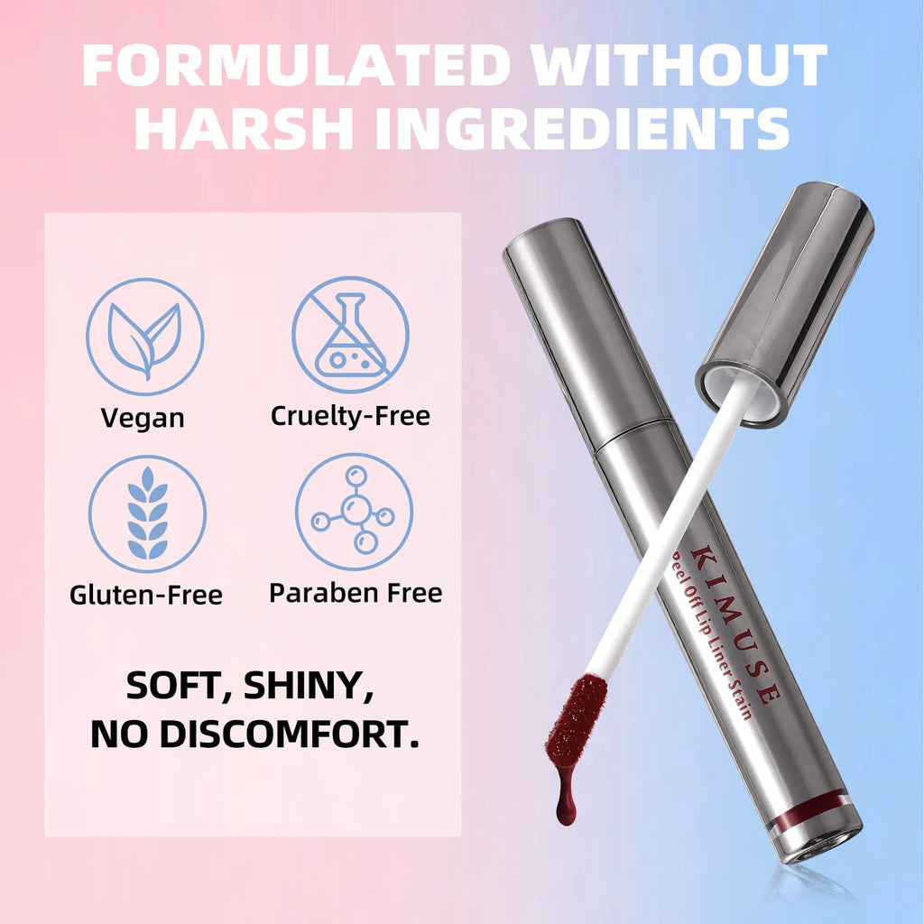 KIMUSE Peel Off Lip Stain Trio, 3 Colors Waterproof Matte Lip Tint Liner