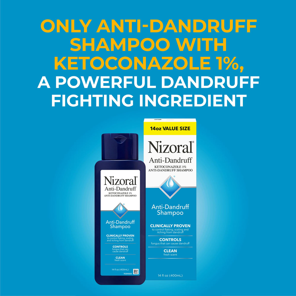 Nizoral Anti-Dandruff Shampoo with 1% Ketoconazole, Fresh Scent, 14 Fl Oz (Pack of 2)