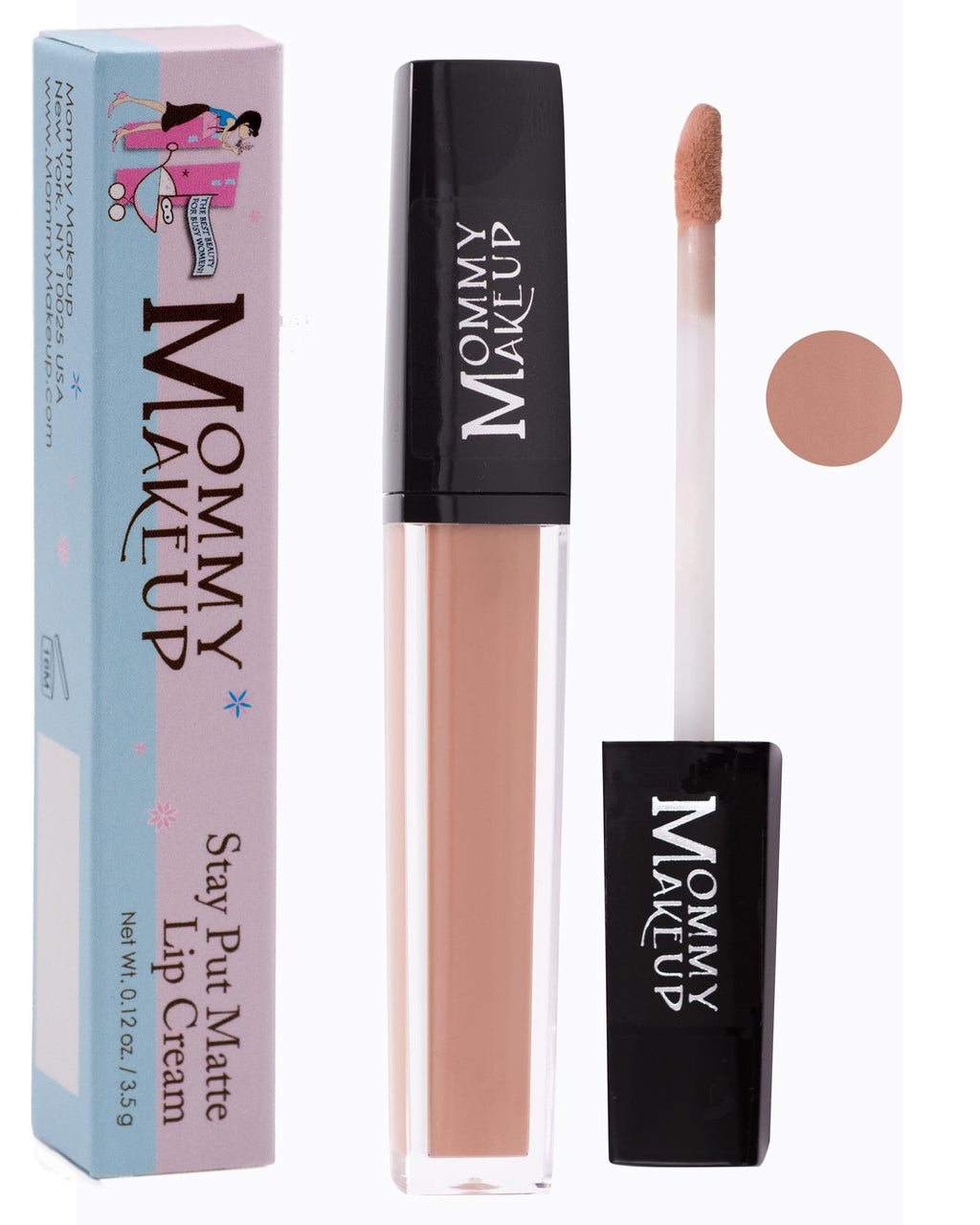 Mommy Makeup Stay Put Matte Lip Cream, Kiss-proof Lipstick (Roxie)