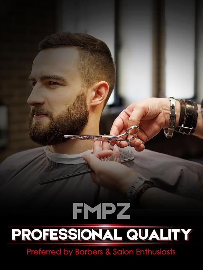 FMPZ Hair Cutting Scissors Professional, 5.5" Barber Scissors, Hair Cutting Shears with 440C Steel - 60HRC Hardness Extremely Sharp with Ergonomic for Salon & Home Use - Zebra style