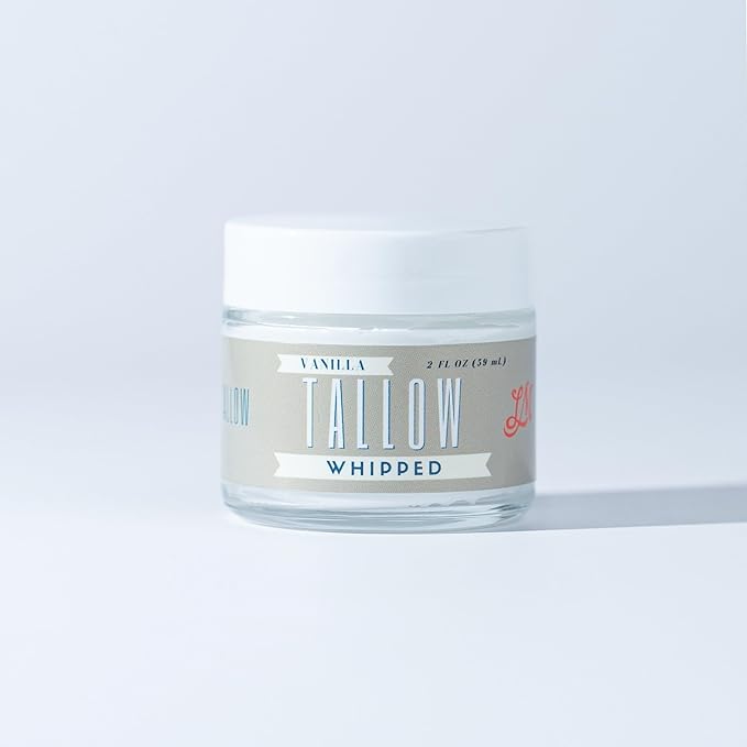 Lady May Tallow Whipped Tallow 2oz - All Natural Face Cream + Whole Body Moisturizer for Dry Skin - Made With Scented Oil Blend - No Preservatives, Parabens or Seed Oils - USA Made (Vanilla)